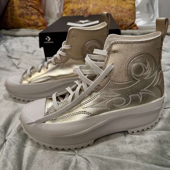 ❤️ NIB! Converse Run Star Hike Hi Western Gold Platform Sneakers, W9.5 M8 - Picture 5 of 10